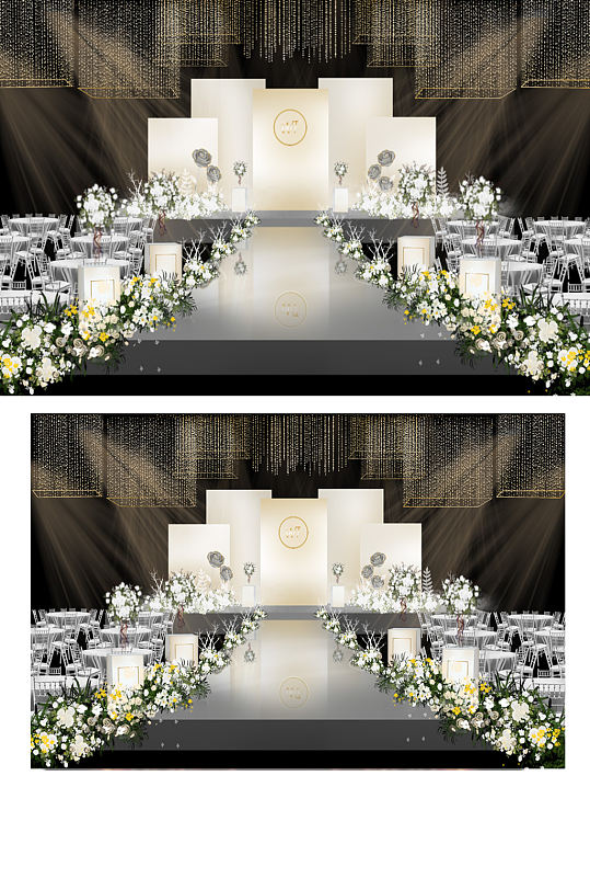 香槟色浪漫主题婚礼大气唯美仪式区舞台-众图网