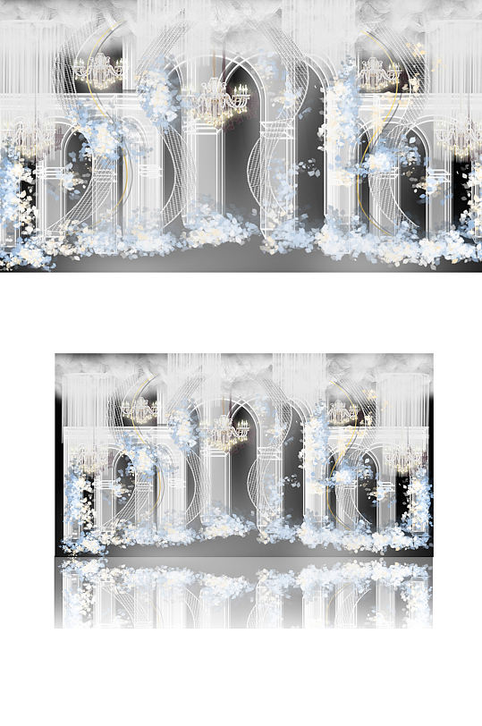 白色梦幻婚礼迎宾区效果图唯美欧式合影-众图网