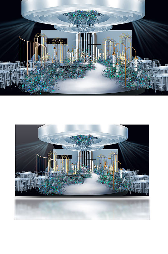 雾霾蓝浪漫婚礼效果图舞台仪式区唯美-众图网