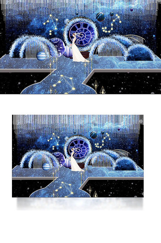 星座星空主背景婚礼效果图唯美舞台仪式区-众图网