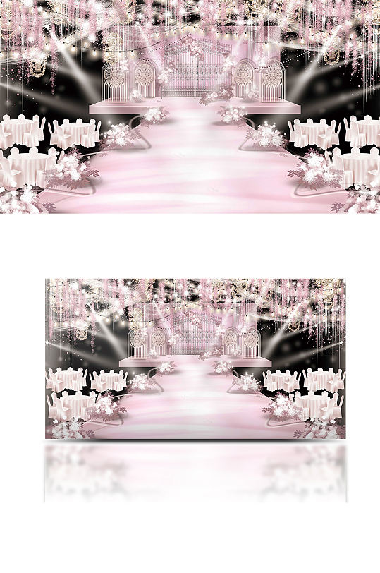 梦幻唯美婚礼效果图舞台粉色仪式区浪漫-众图网
