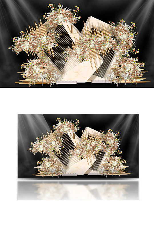 简约香槟色婚礼工装效果图浪漫唯美合影-众图网