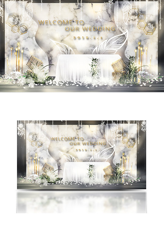 大理石纹理高清婚礼效果图温馨浪漫合影-众图网