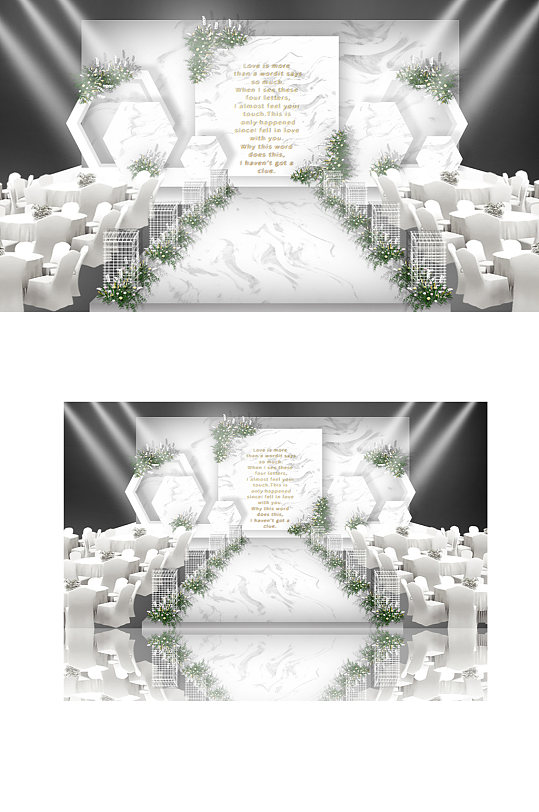 白色简约大理石婚礼舞台效果图仪式区清新-众图网