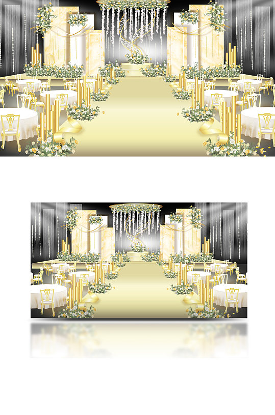 唯美婚礼舞台设计清新简约仪式区梦幻-众图网