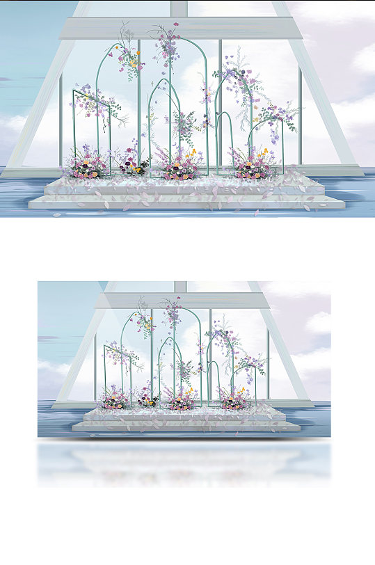 色彩缤纷婚礼效果图户外教堂清新简约-众图网