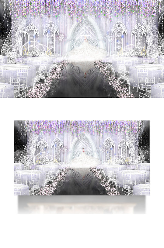 西式贵族优雅紫色超梦幻婚礼效果图舞台-众图网