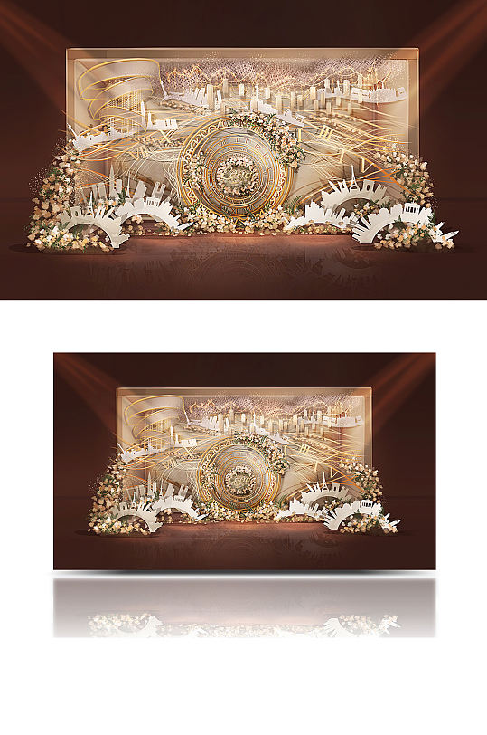 香槟色旅行风婚礼迎宾区合影背景板-众图网