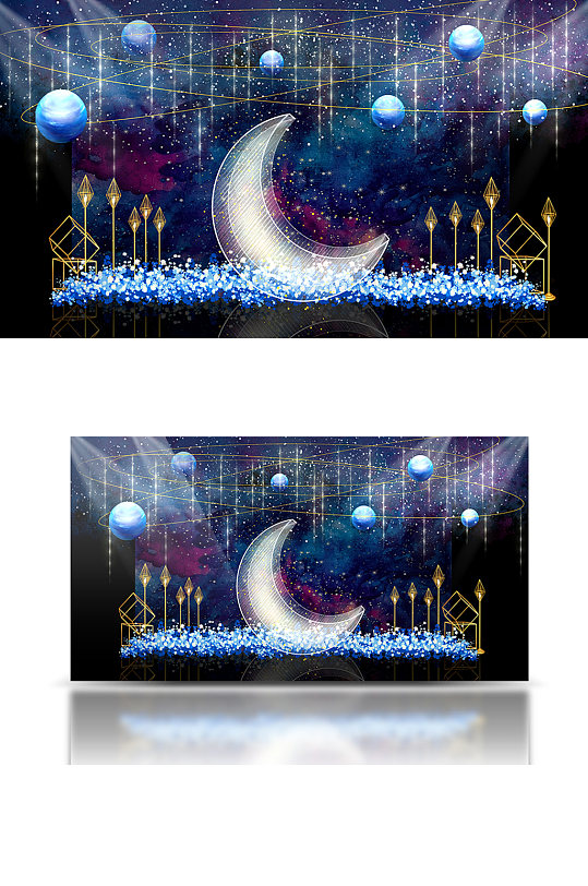 迎宾区星空婚礼效果图唯美浪漫舞台仪式合影-众图网