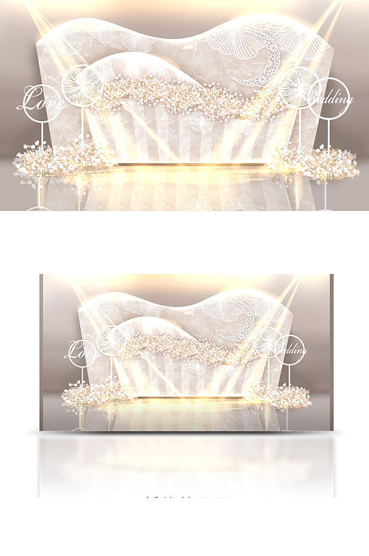 大理石婚礼迎宾效果图合影唯美香槟金背景板-众图网