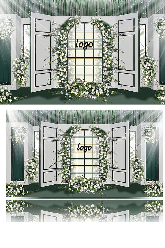 唯美泰式轻奢时尚简约婚礼效果图背景合影-众图网