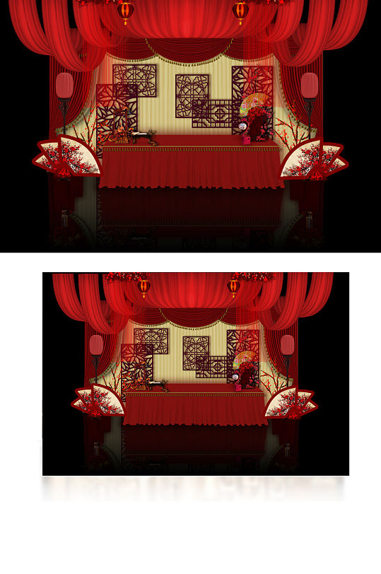 中式婚礼迎宾舞台浪漫仪式区合影喜庆-众图网