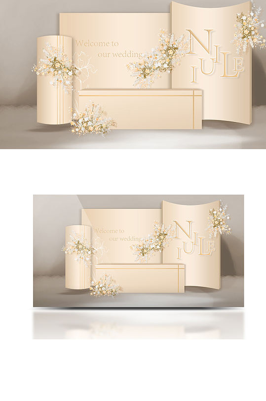 原创简约泰式婚礼签到效果图合影背景板-众图网