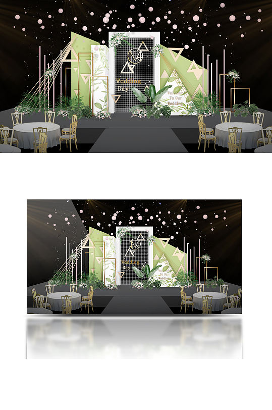 ins风小清新舞台婚礼效果图仪式区浪漫-众图网