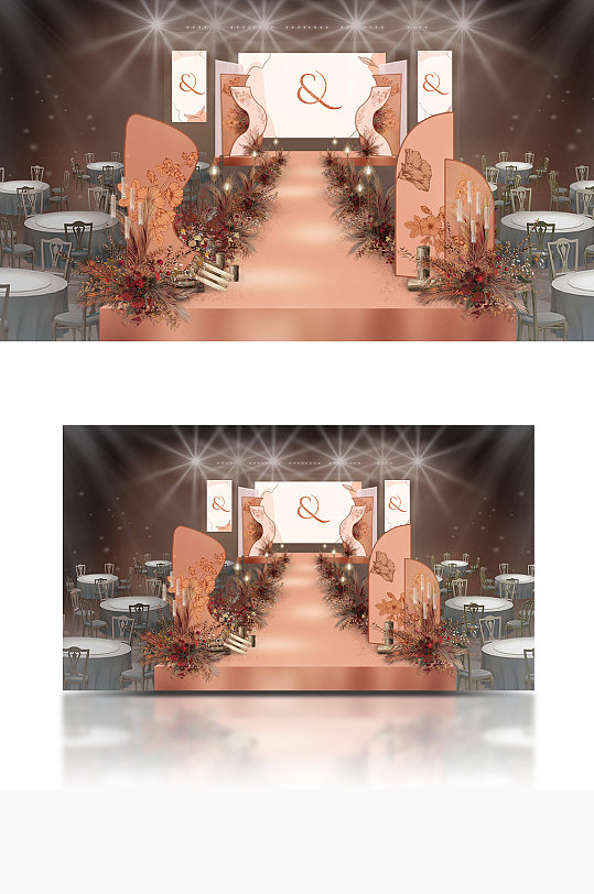 秋色系小众婚礼舞台区域仪式区浪漫大气-众图网