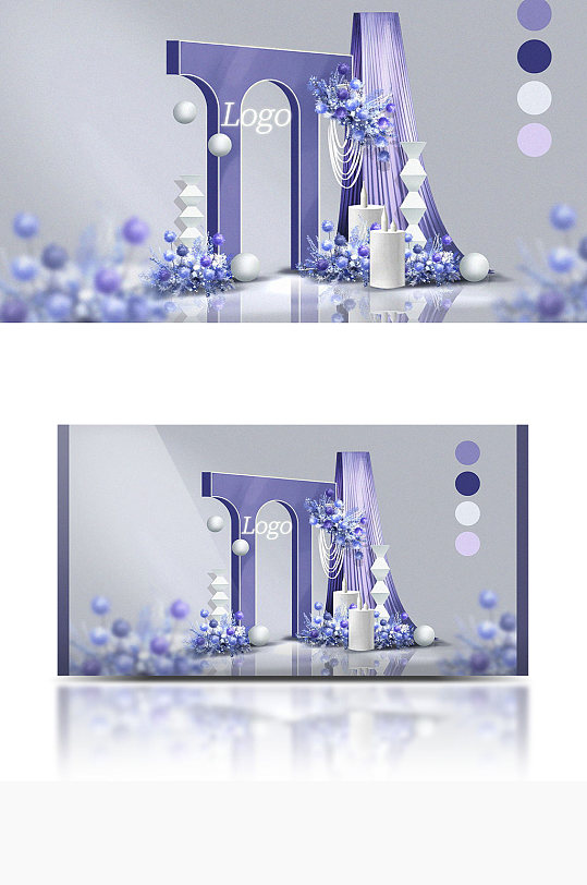 长春花蓝小众户外婚礼效果图梦幻唯美浪漫-众图网