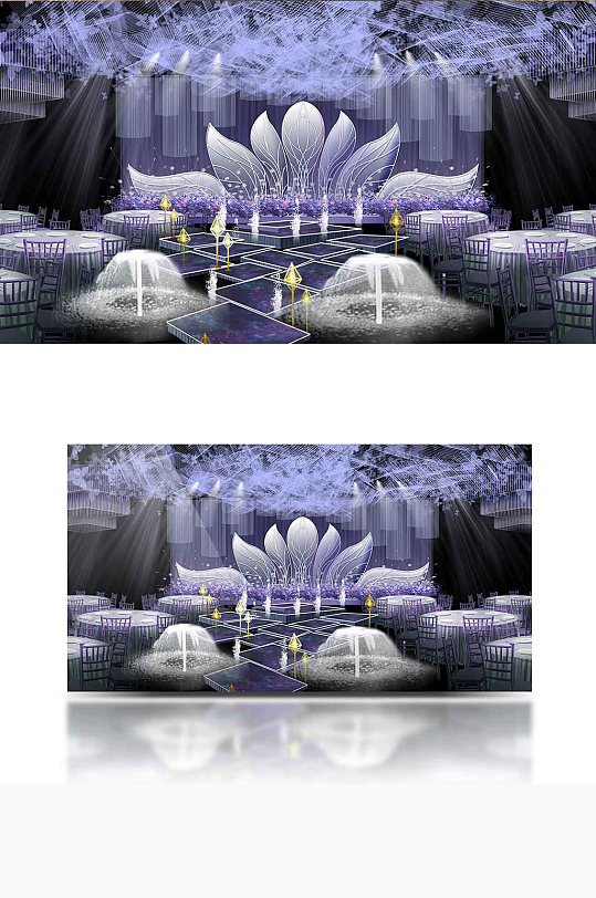 紫色婚礼效果图粉色婚礼舞台效果图仪式区-众图网