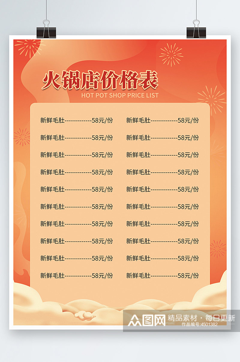 橙色简约中餐厅菜品套餐宣传促销海报火锅店素材