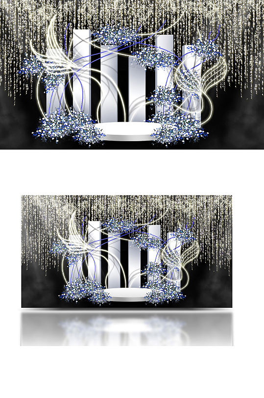 美人鱼海洋风婚礼蓝白色梦幻水晶迎宾-众图网