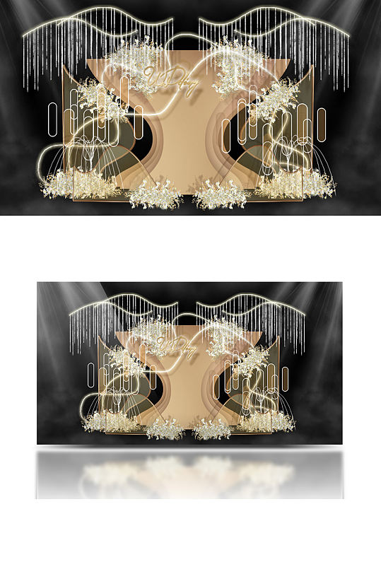 香槟色婚礼简约婚礼留影区合影迎宾背景板-众图网