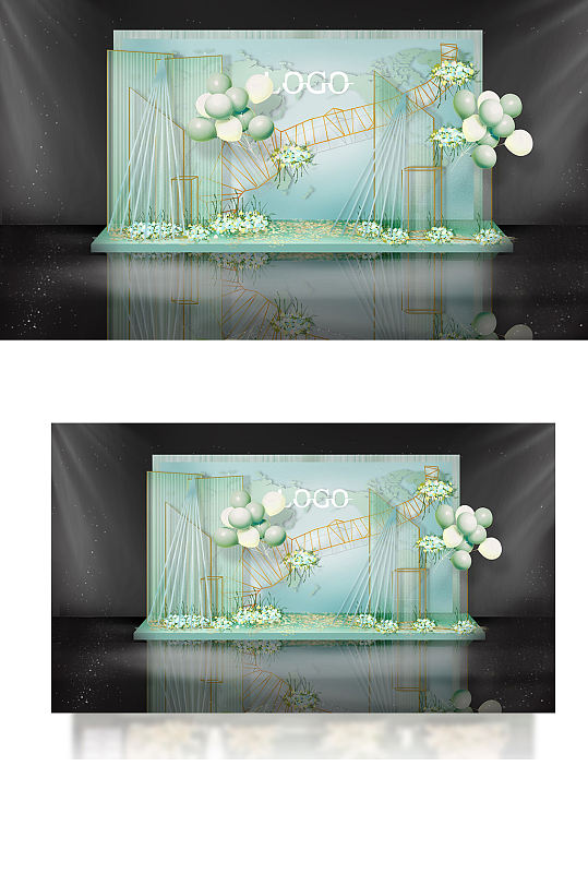 蒂芙尼蓝色小清新婚礼合影区唯美迎宾背景板-众图网