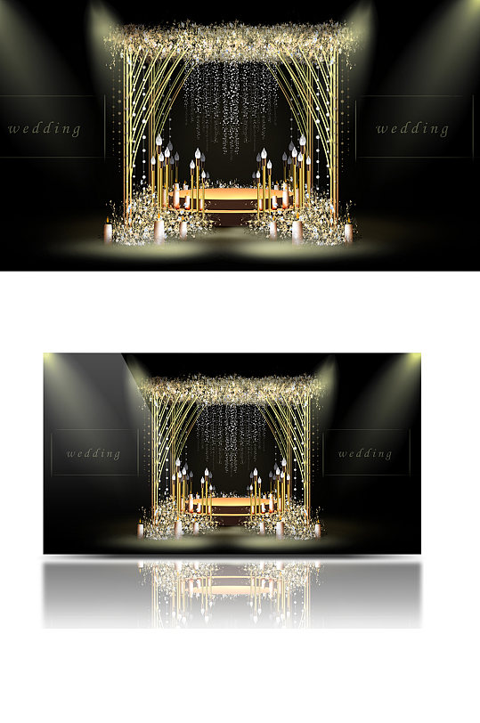 梦幻金属香槟仪式区婚礼效果图梦幻水晶吊顶-众图网