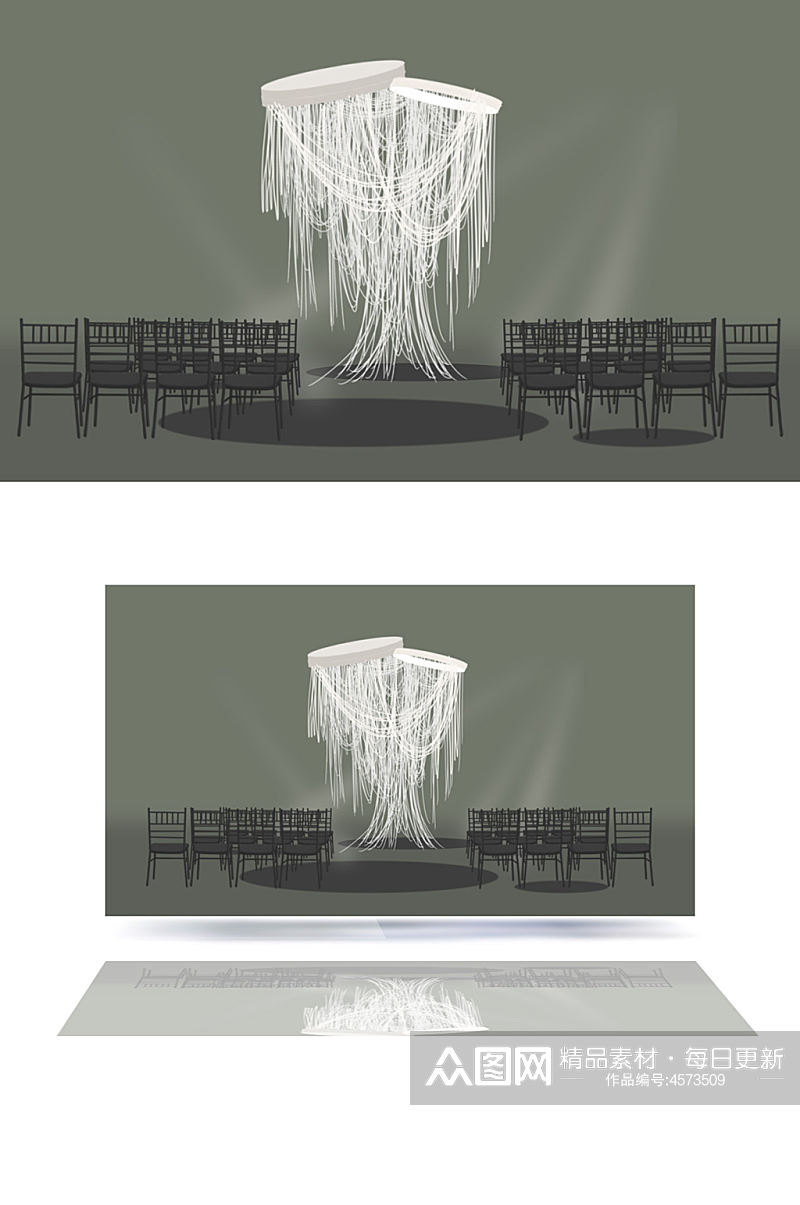 小众婚礼珍珠串背景艺术造型水晶吊顶梦幻素材