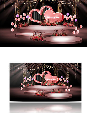 浪漫气球求婚场景布置效果图粉色爱心