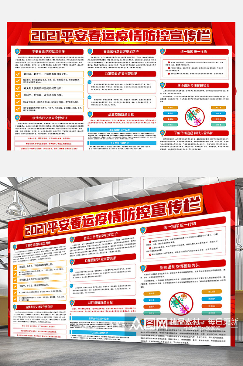 春节春运防疫抗疫平安回家宣传展板科普素材
