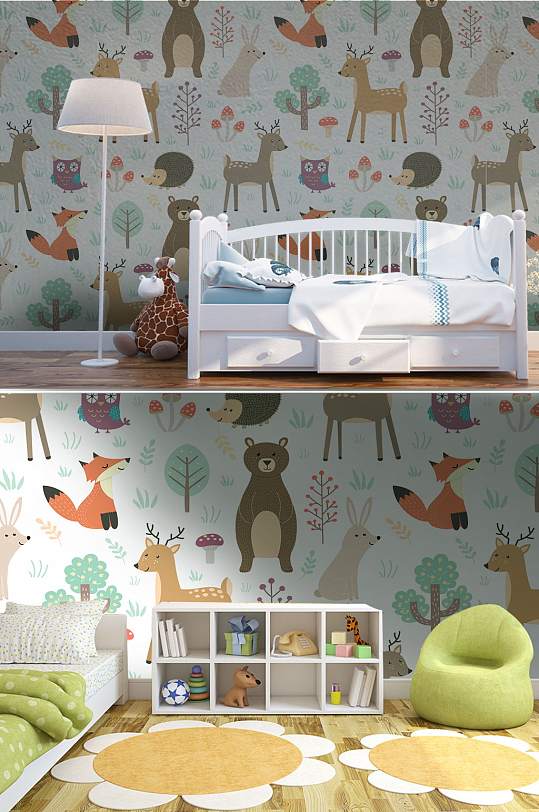 可爱卡通动物墙纸-众图网