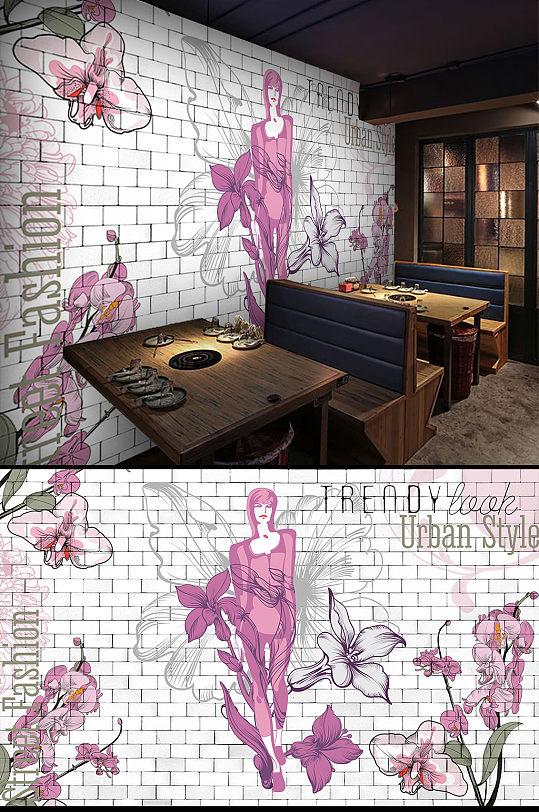 服装店装饰背景墙-众图网