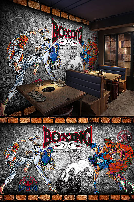 拳击跆拳道背景墙-众图网