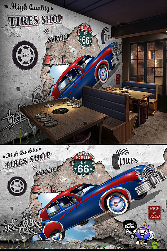 破墙3D工装背景墙-众图网