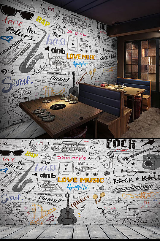 乐器工作室背景墙-众图网