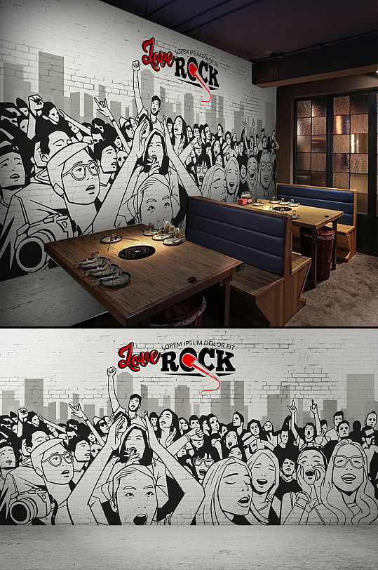 摇滚乐工装背景墙-众图网