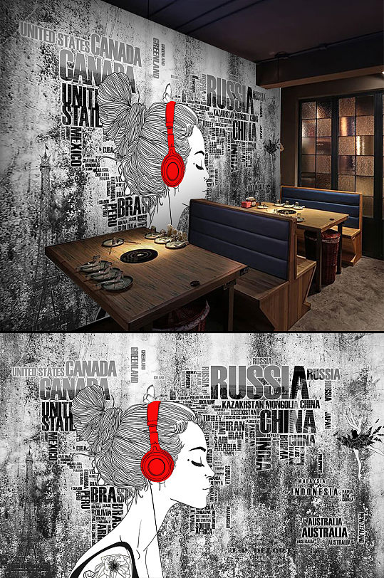 欧美风KTV工装背景墙-众图网