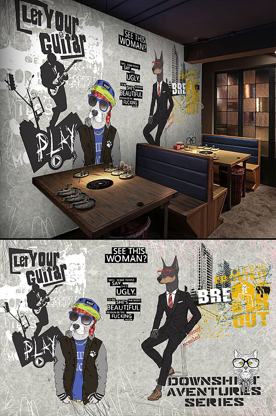 时尚男装店背景墙-众图网