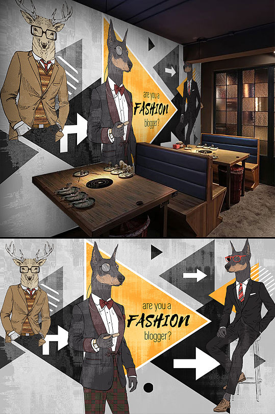 时尚男装店工装背景墙-众图网