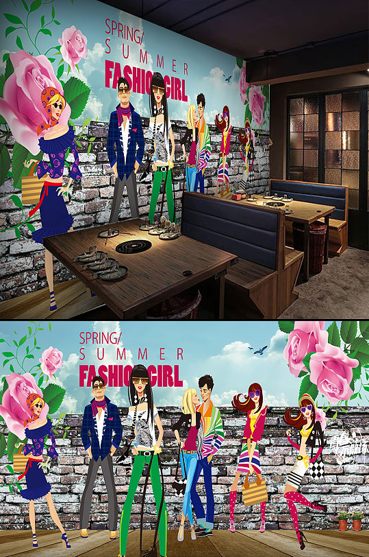 购物中心工装背景墙-众图网