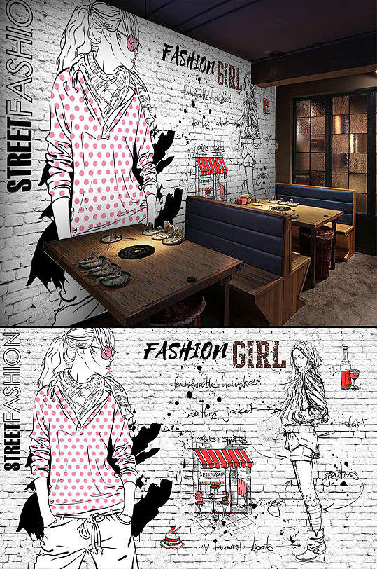 服装店工装背景墙-众图网