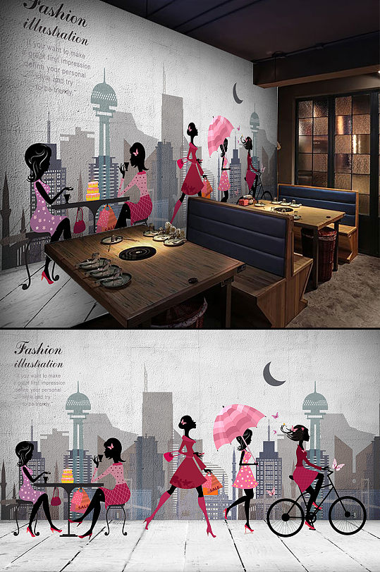 购物广场工装背景墙-众图网