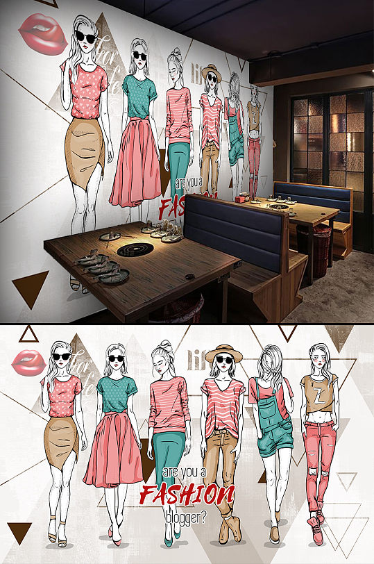 时尚服装店背景墙-众图网