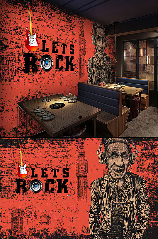 摇滚音乐KTV酒吧背景墙-众图网