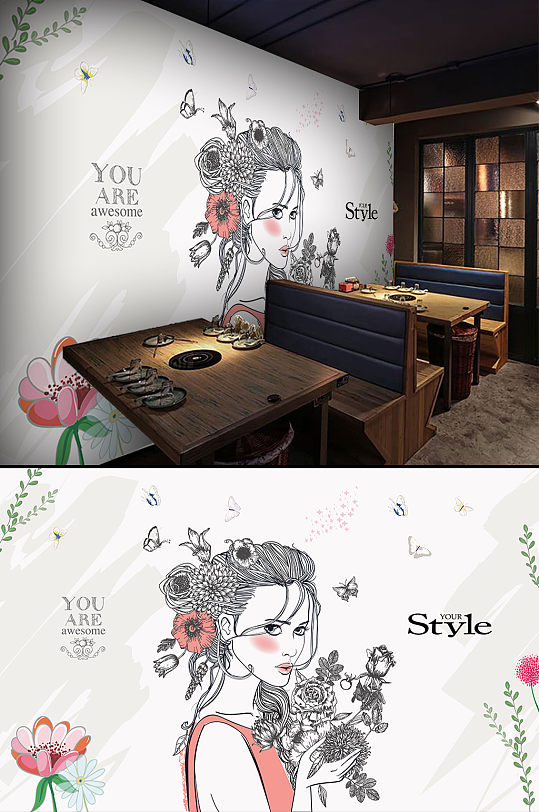 形象设计工作背景墙-众图网