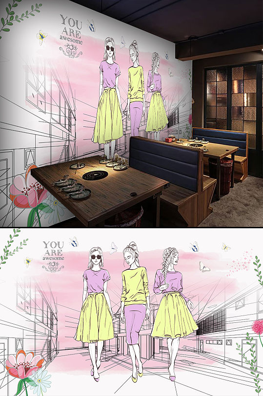 服饰设计工作室背景墙-众图网