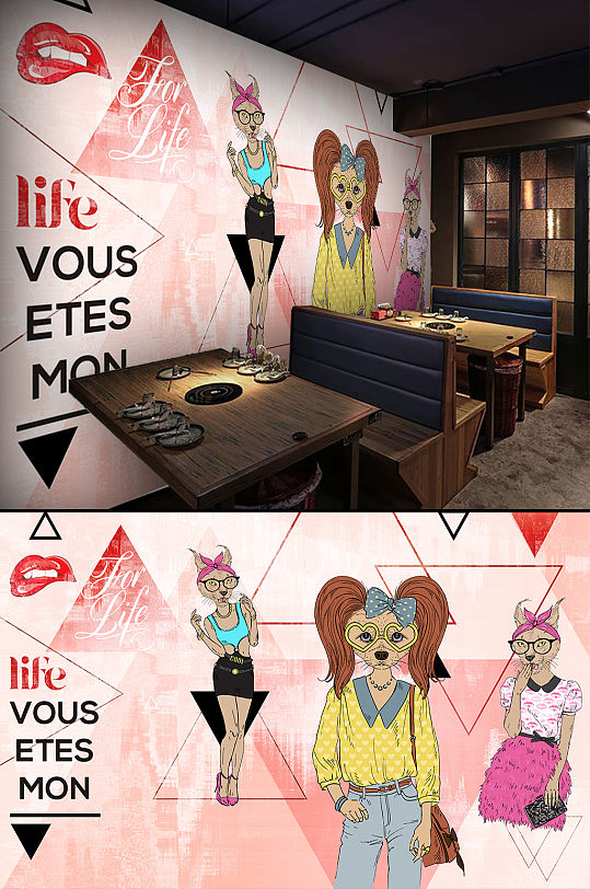 服装店工装背景墙-众图网