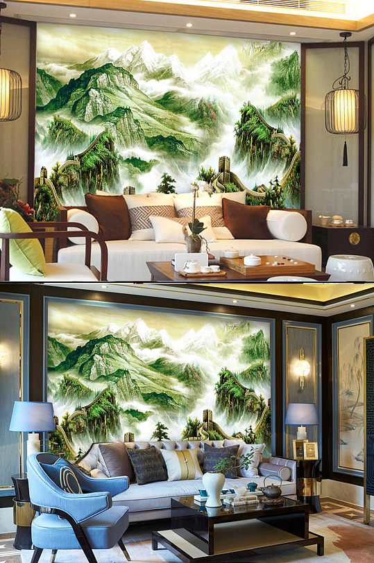 大气山水装饰画中式背景墙-众图网