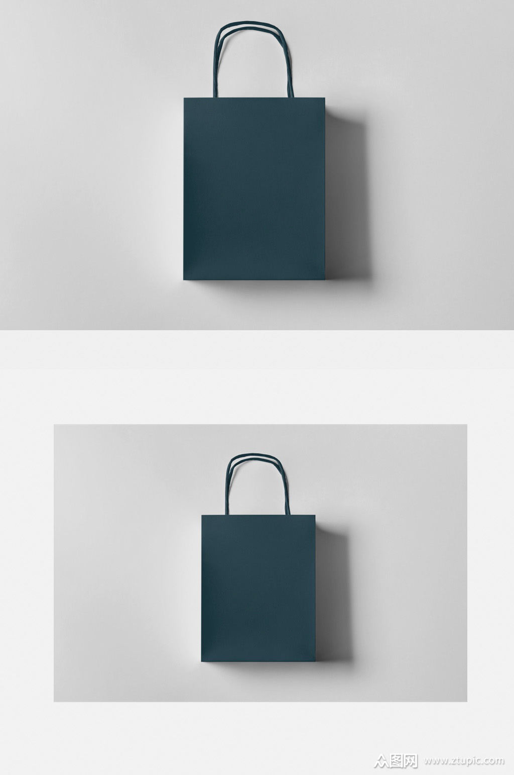 平铺蓝色手提袋样机素材