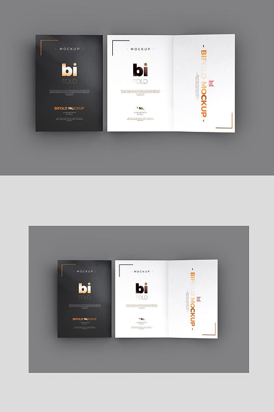 黑色贺卡折页 对折页邀请函样机-众图网