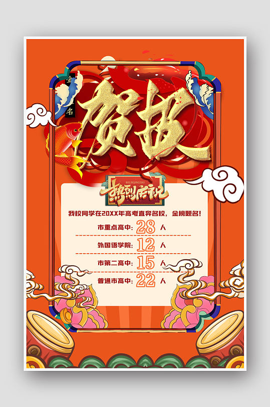 中国风高考贺报海报